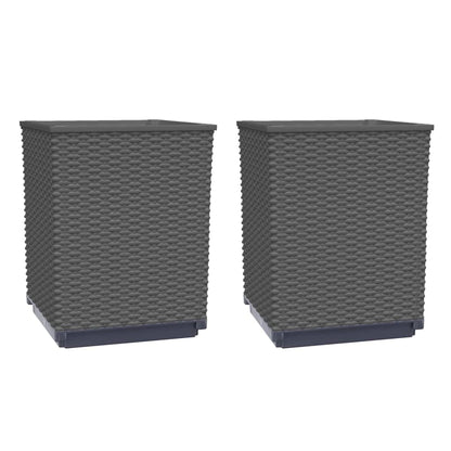 Todiikf Planter Box Set 2 Pack 11.8x11.8x14.6 in. Black Square PP Outdoor Garden Planter Boxes for Balcony, Patio & Garden