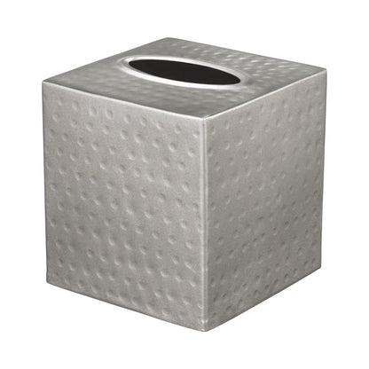 Monarch Abode Tissue Box Cover Square – Hand Hammered Pewter Metal Tissue Holder Box for Bathroom Accessory, Aesthetic Decorative Facial Napkin Cube for Modern Home Decor