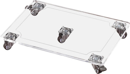 EMCOMS 1PC Transparent Clear Color Plant Caddy 10x14 inch Acrylic Heavy Duty Square Plant Stand with 2 Roller Lockable Caster Wheels,Indoor Outdoor Holds Up 150 Lbs Patio/Flower Pot/Dolly