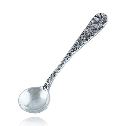 Sterling Silver 2.5" Salt Spoon or Mustard Spoon w/Floral Pattern Handle