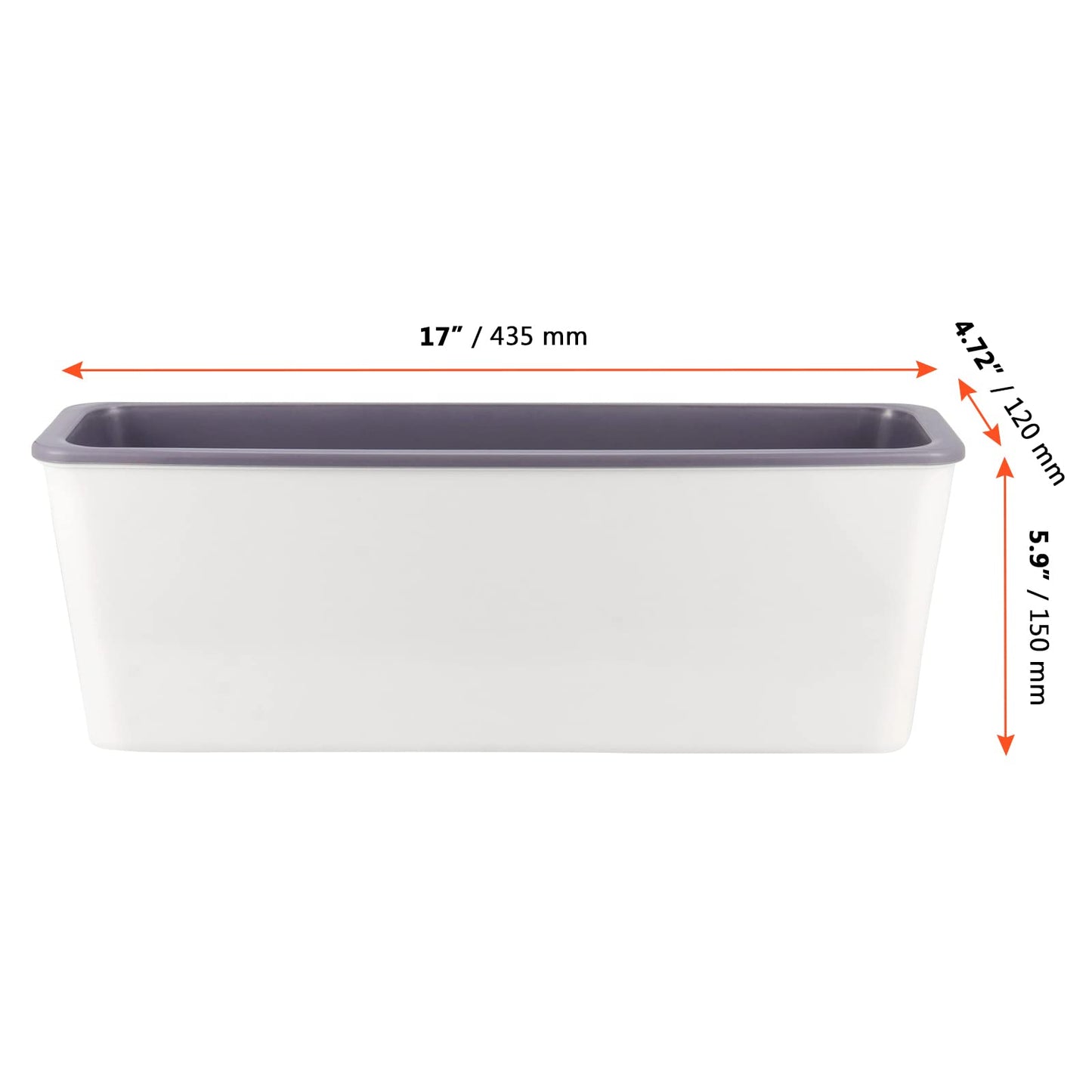SINJEUN 2 Pack Rectangular Self Watering Planter 17 x 6 Inch, Rectangular Self Watering Flower Plant Pots with Drainage Holes, Garden Window Sill Planters Flower Pot for Indoor Outdoor Use