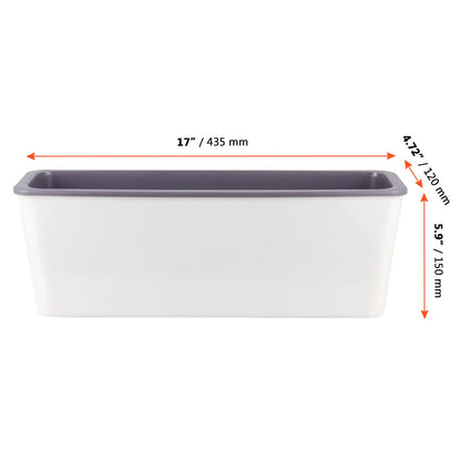 SINJEUN 2 Pack Rectangular Self Watering Planter 17 x 6 Inch, Rectangular Self Watering Flower Plant Pots with Drainage Holes, Garden Window Sill Planters Flower Pot for Indoor Outdoor Use