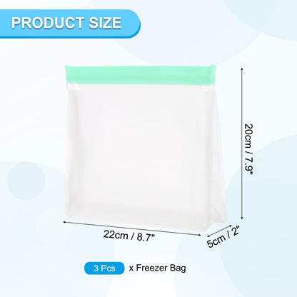 PATIKIL 8.7"x2"x5.3" Reusable Freezer Bag, 3 Pcs Leakproof Zip Food Storage Stand Up Bags Fridge Snack Vegetable Fruit Ice Container for Long-Lasting Freshness, Black