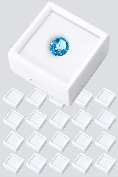 ETLIFE Gemstone Display Box [1.16" Small Pure White 20pcs] Gemstone Display Cases Gem Box, Stone Loose Diamond Boxes with Cushions