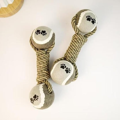 Dog Rope Toy (Pack of 2) with Tennis Balls – Durable Cotton Tug of War Dog Toy for Small, Medium & Large Dogs – Interactive Chew Rope Toy for Aggressive Chewers