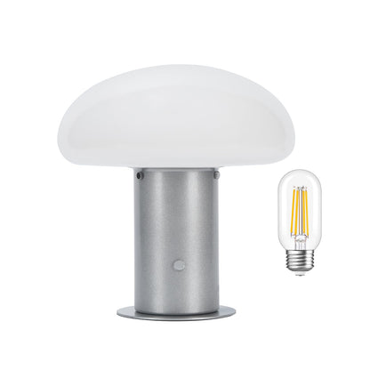 BNYFDC Mushroom Lamp, Retro Table Lamp with Touch Control Switch, 3 Way Dimmable Nightstand Lamp for Bedroom and Living Room, 6W LED Bulb Included (Silver)