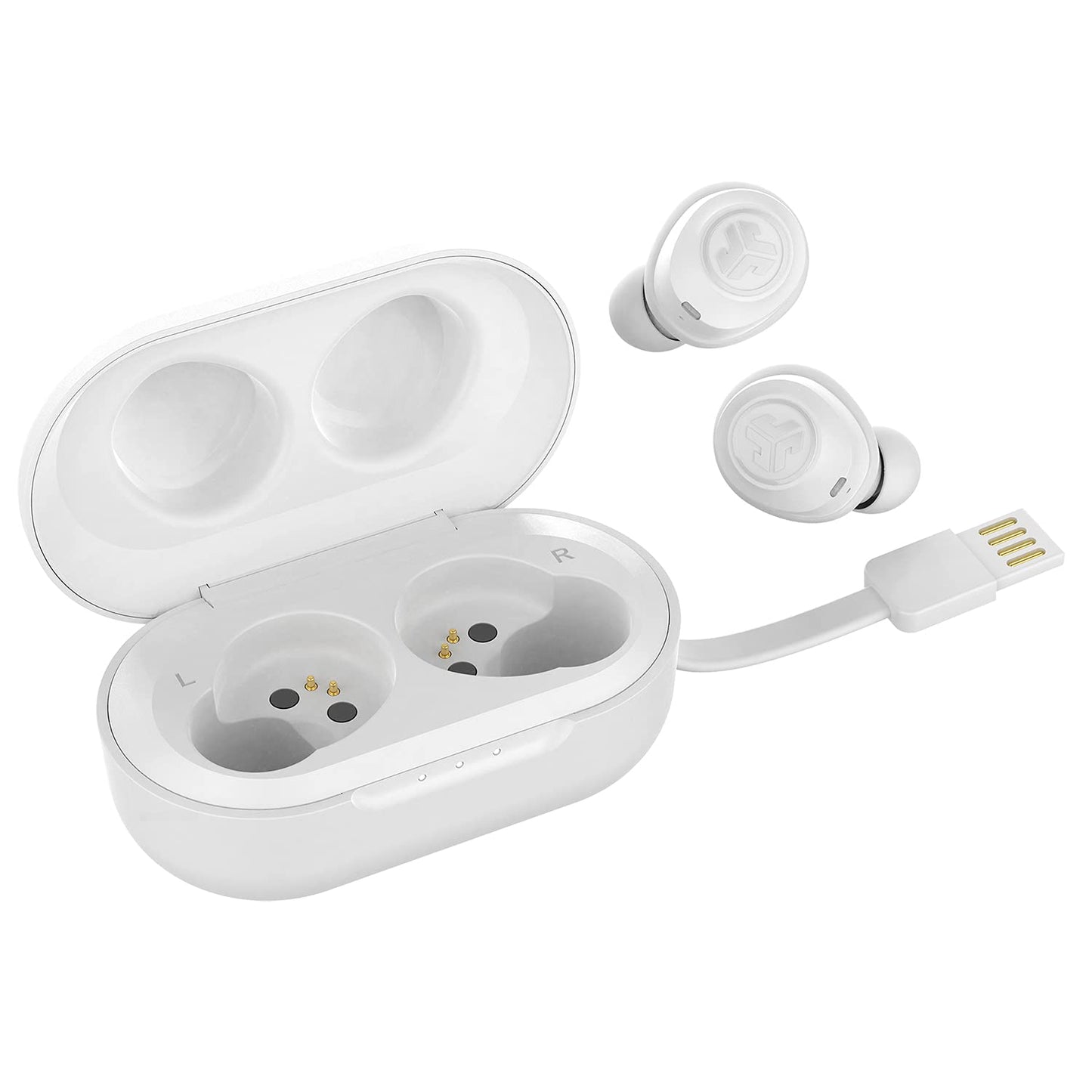 JLab JBuds Air True Wireless Signature Bluetooth Earbuds + Charging Case, White, IP55 Sweat Resistance, Bluetooth 5.0 Connection, 3 EQ Sound Settings Signature, Balanced, Bass Boost