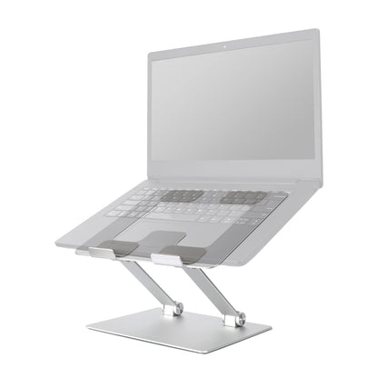 Amazon Basics Sturdy and Portable Ergonomic Laptop Stand for Desk, Height Adjustable Riser with Ventilated Cooling, Foldable, Fits all Laptops up to 15.6 Inch, Silver