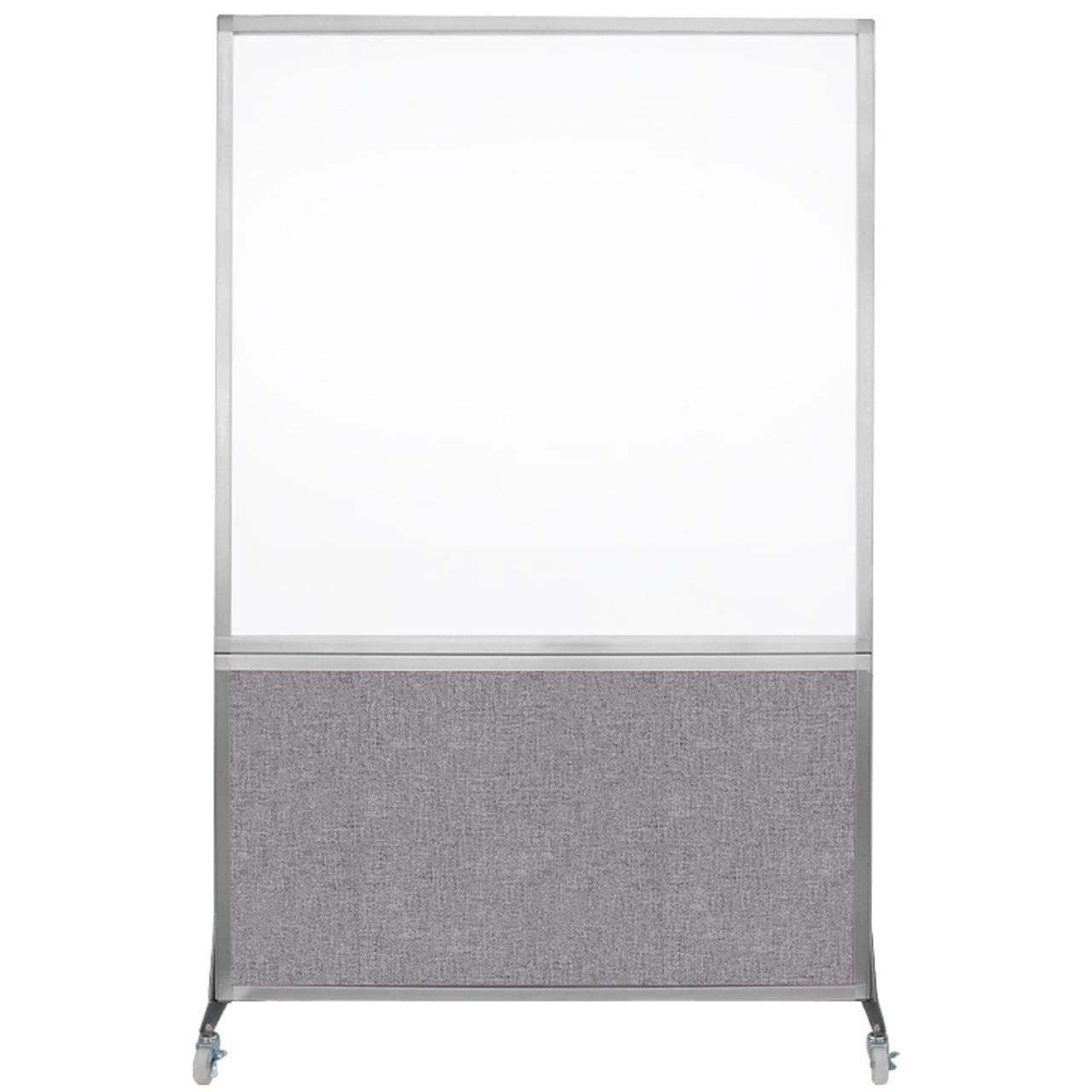 DivideWrite Mobile Whiteboard | Double Sided Dry Erase Board | Portable Office Cubicle Partition | Display for Classrooms, Conference Rooms, Meeting Areas and More | Cloud Gray 4' Wide X 6' Tall
