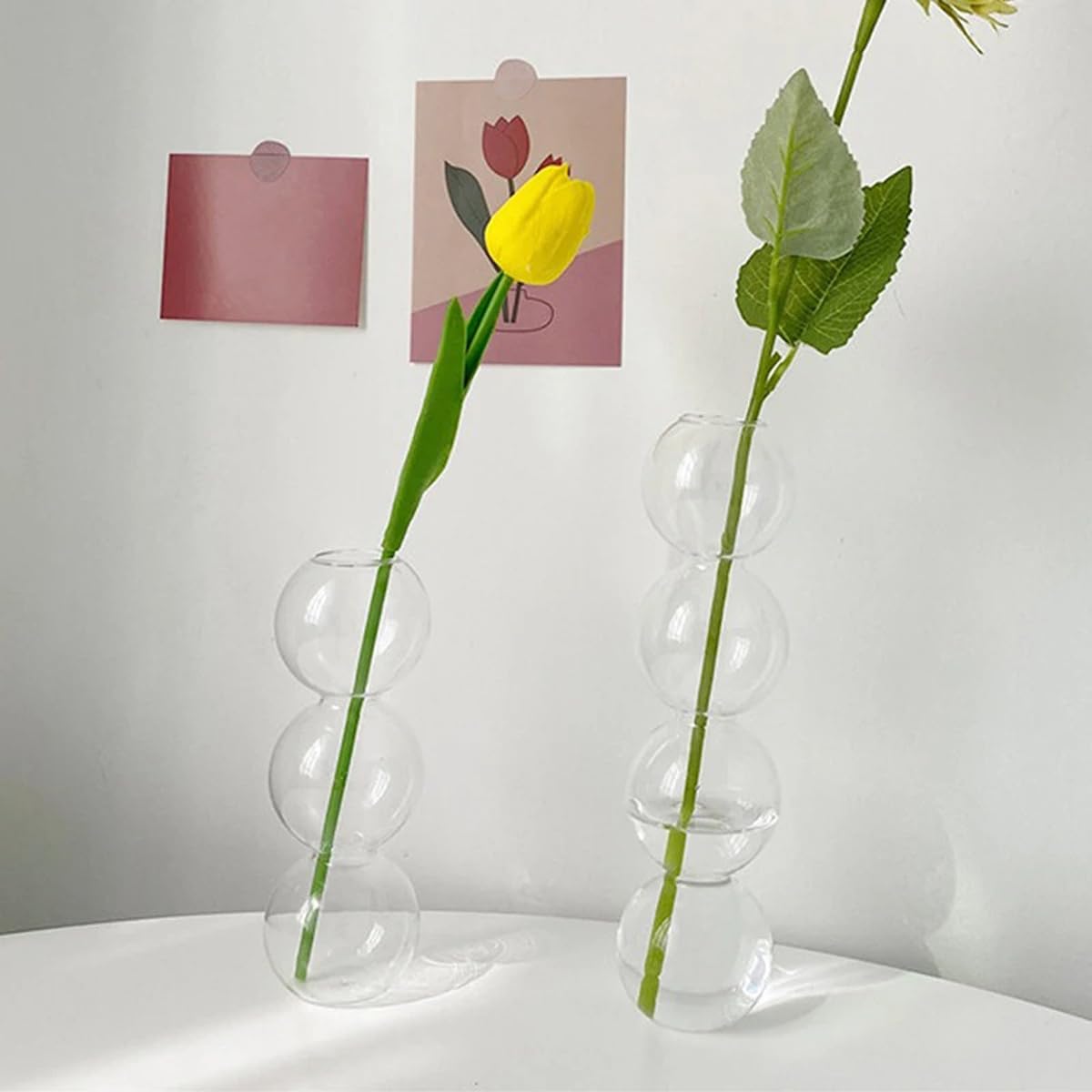LKXHarleya Aesthetic Ball Aesthetic Decorative Vase, Glass Bubble Vases Ball Bud Vase for Centerpieces, Flower Arrangement, 2.36 x 8.66 Inch, Clear