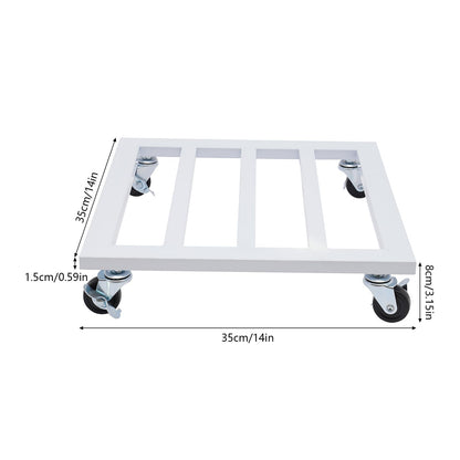 Plant Caddy with Wheels Plant Caddy with Lockable Caster Metal Square Planter Dolly Holds up 150 Lbs Strong Plant Stand for Indoor, Outdoor (White (14 inch))