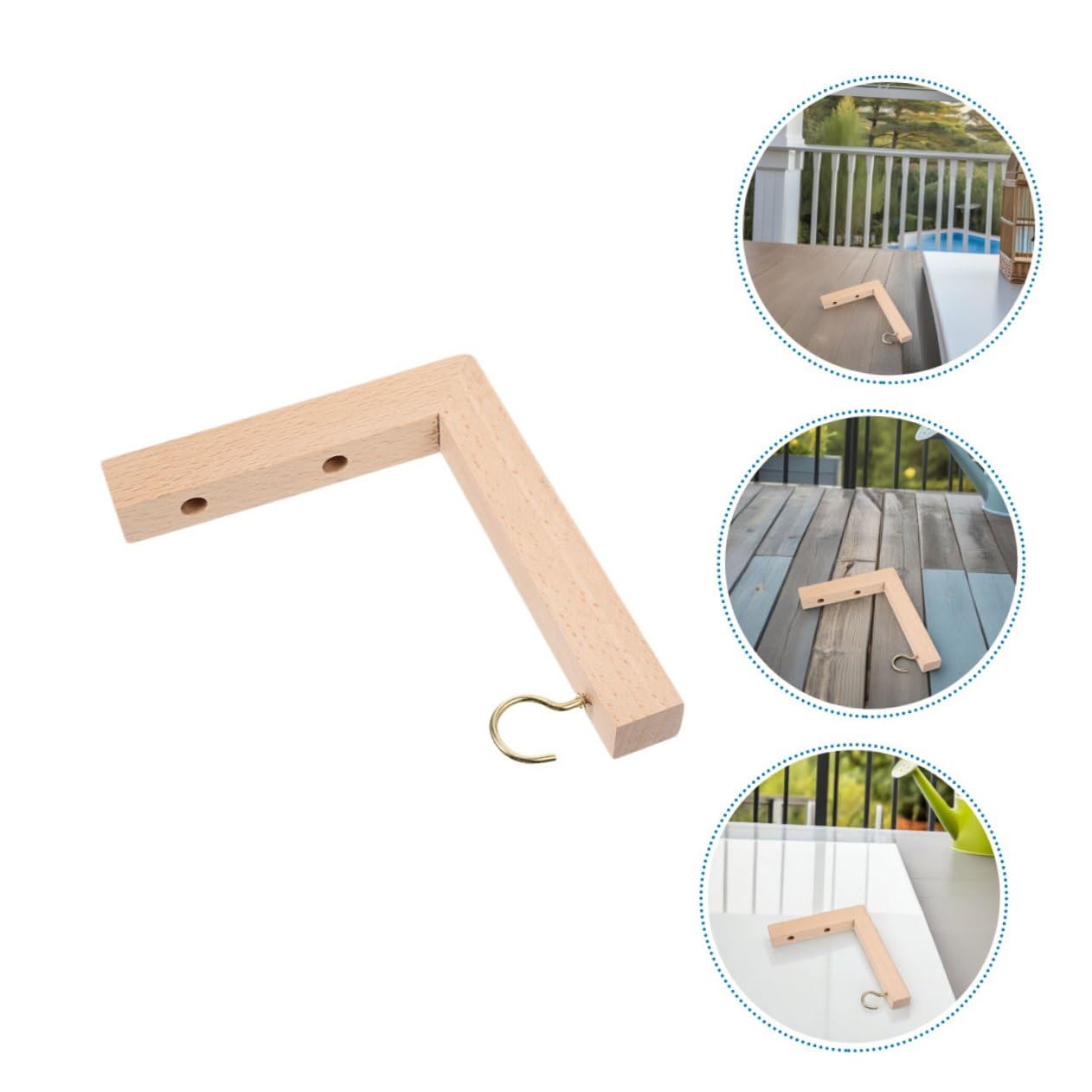 KALLORY 3pcs Wooden Plant Hangers for Wall – Outdoor Indoor Hanging Plant Brackets for Flower Pots, Wind Chimes, and Bird Feeders – Natural Wood Hanging Basket Hooks for Garden and Patio