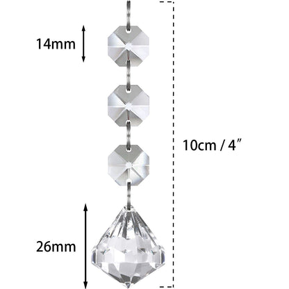 Jishi 30pk Crystal Diamond Ornaments for Christmas Tree Decorations, Hanging Clear Plastic Acrylic Diamonds for Wedding Anniversary Party Decoration Centerpieces Chandelier Prism Drop Pendant Supplies