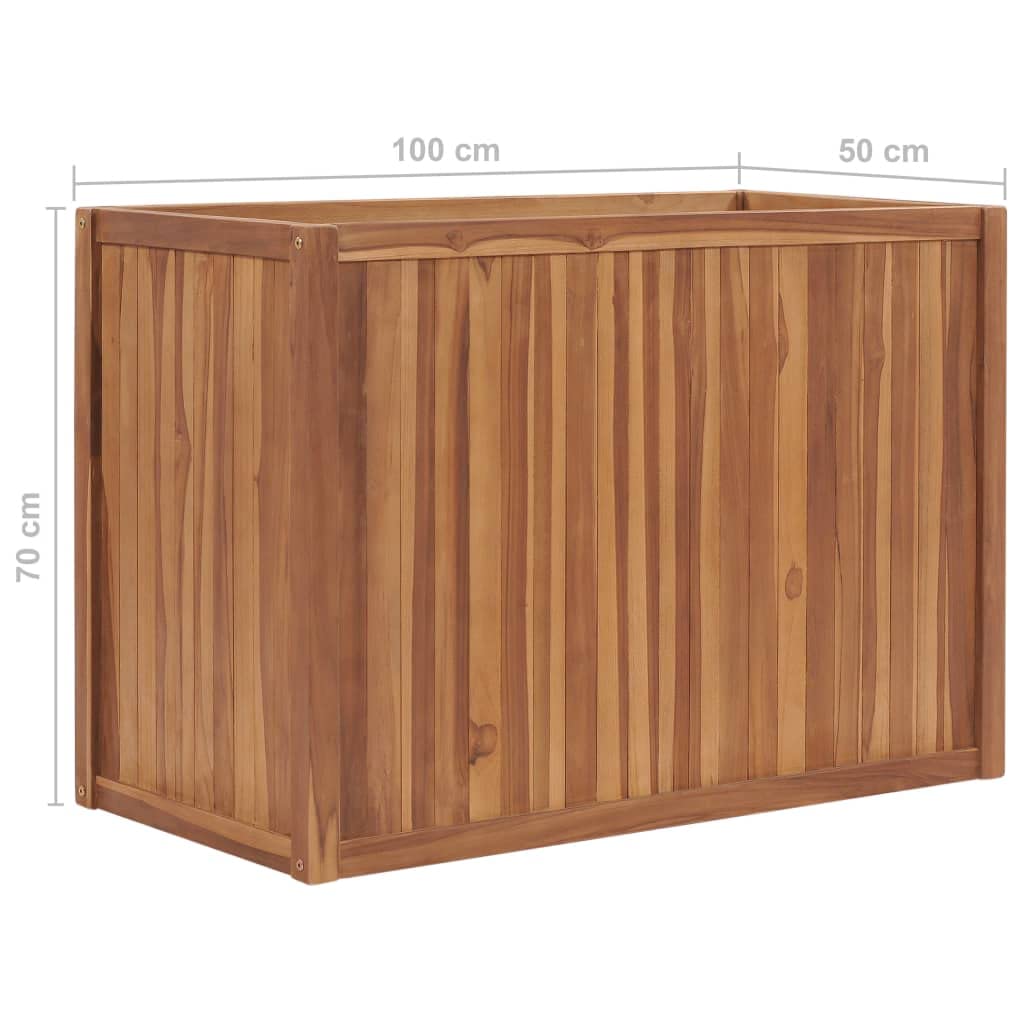 GFMGUEMV Solid Teak Wood Raised Bed Planter with Fine Sanded Water Based Finish for Indoor and Outdoor Use, 15.7x15.7x15.7 Inch Square Planter