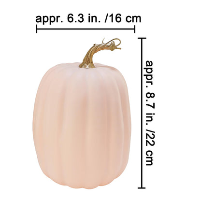 Winlyn 2 Pcs Large Artificial Pumpkins Fall Harvest Light Peach Pumpkins Big Faux Foam Pumpkins 8.7" for Fall Autumn Home Decor Wedding Baby Shower Thanksgiving Halloween Party Table Centerpiece