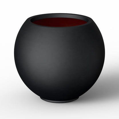 Kante Round Concrete Flower Pot, 11 Inch Dia (7.9" Opening) Sphere Shape Design Planter with Drainage Hole and Rubber Plug for Indoor & Outdoor Plants, Black Finish with Painted Interior