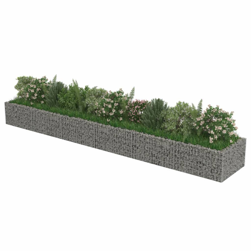 vidaXL Gabion Raised Bed Outdoor Gardening Backyard Park Stone Cage Basket Landscape Garden Planter Container Flower Box Galvanized Steel 35.4"