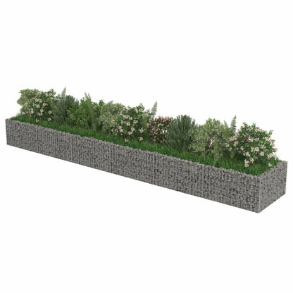 vidaXL Gabion Raised Bed Outdoor Gardening Backyard Park Stone Cage Basket Landscape Garden Planter Container Flower Box Galvanized Steel 35.4"