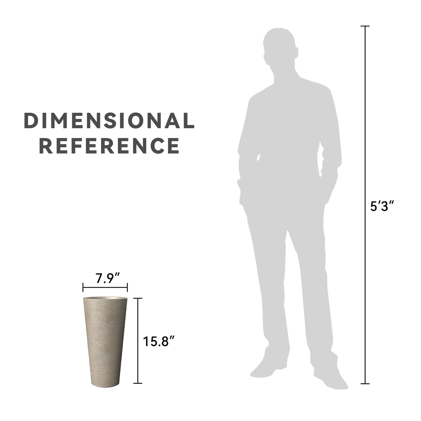 Kante Tall Concrete Planter (Set of 2), 15.8 Inch Height Large Flower Pot for Indoor Outdoor Plants, Suitable for Home, Patio, Garden, Porch, Weathered Concrete