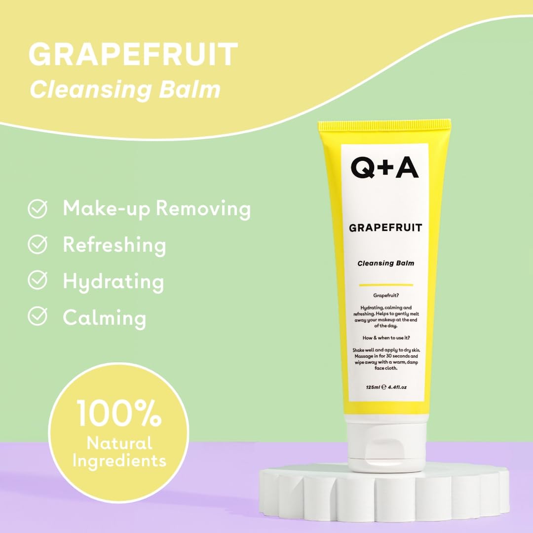 Q+A Grapefruit Cleansing Balm, Makeup Remover 125ml / 4.4fl Oz