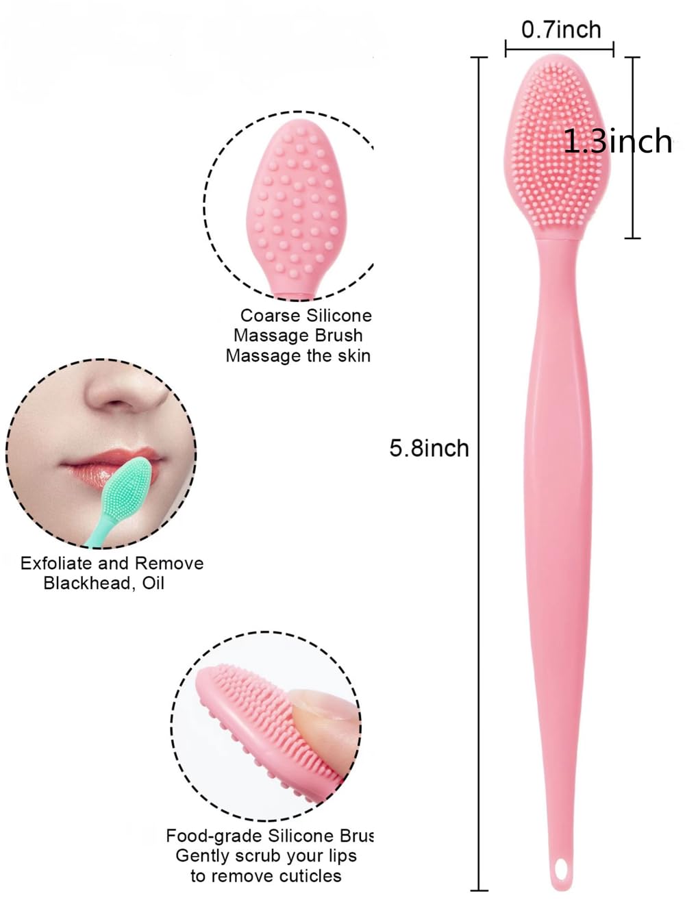 2 Pack Silicone Face Scrubber Exfoliating Brush, Manual Handheld Facial Cleansing Brush Blackhead Scrubber, Soft Bristles Waterproof for Face Skincare (Round-Pink)