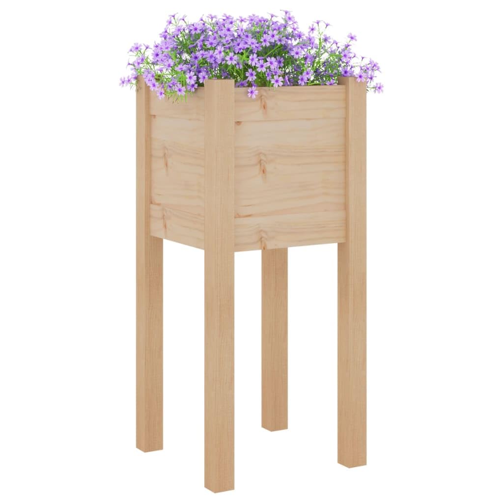 mtlskopl Rustic Pine Wood Planter Box 12.2"x12.2"x27.6" Solid Brown Square Flower Pot for Outdoor Garden Balcony Patio Growing Herbs Succulents