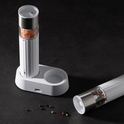 Electric Salt and Pepper Grinder Set, Adjustable Coarseness & Rechargeable, 110ml 2-Pack White Ceramic Core Grinders, Housewarming & Birthday Gifts for Women, Kitchen Gadgets