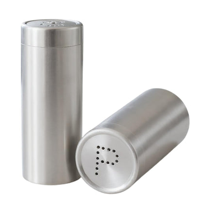2-Pack Salt Pepper Shakers (Silver), Stainless Steel Spice Containers Seasoning Shaker Bottle with Shaker Lids, Sugar Salt Spice Pepper Seasoning Bottle Dispenser Spice Jars