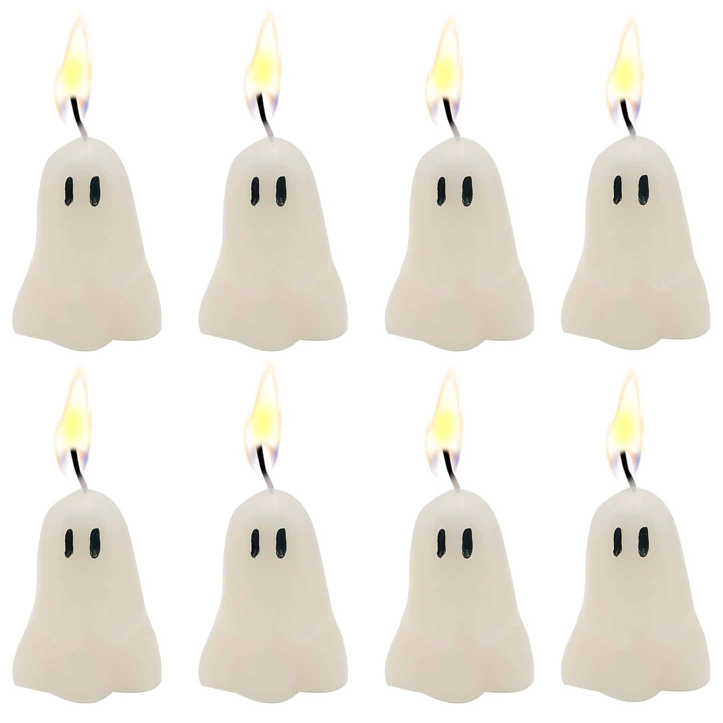 itechpanda 8 PCS Halloween Ghost Candles Burning Soy Wax Spooky White Spooky Scented Candles for Home Halloween Party Bedroom Room Table Decorations