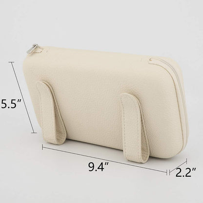 Cartisen Car Tissue Holder - Sun Visor Napkin Holder, PU Leather Backseat Tissue Case for Vehicle (Beige)