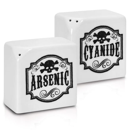 Funny Salt and Pepper Shakers - Arsenic and Cyanide Halloween Decor, Spooky Goth Decor, Gothic Home Decor, Witch Kitchen Accessories, Oddities and Curiosities - Gothic Decor (White)