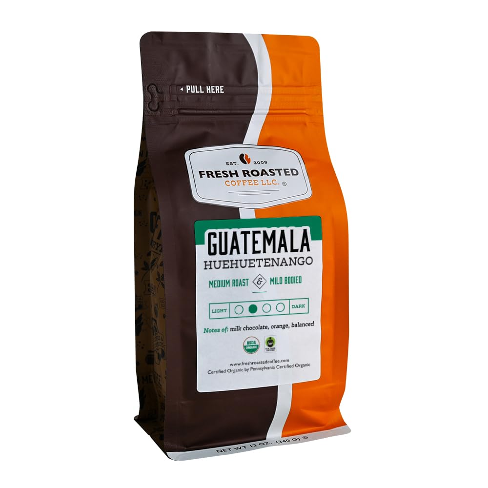 Fresh Roasted Coffee, Organic Guatemala | Single Origin, USDA Organic, Mold & Myco 3rd Party Tested, Kosher | Medium Roast 12 oz Whole Bean