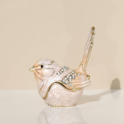 SIQIZHOU Bird Trinket Box Golden Crystal Enameled Hand-Painted Hinged Animal Jewelry Box, Elegant Home Decor & Unique Gift for Bird Lovers decor for home