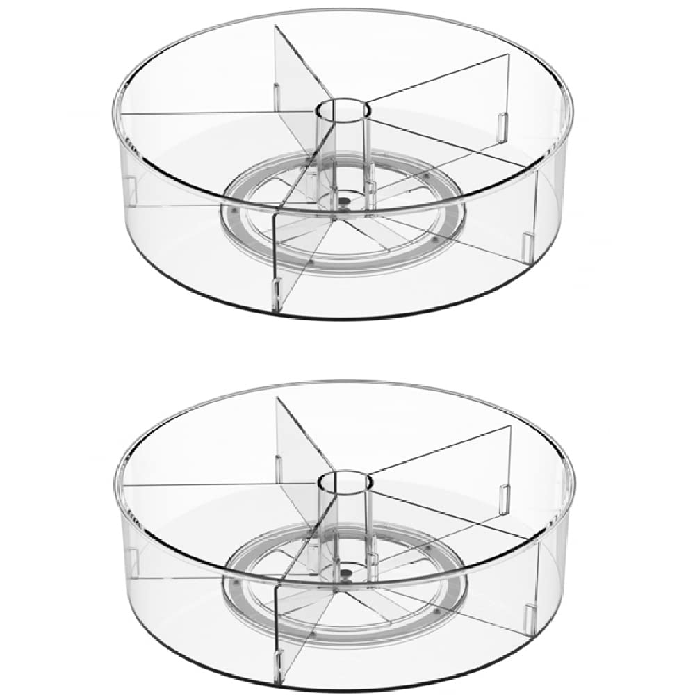 Lazy Susan Turntable Spice Rack Organizer, Food Storage Container Rotating Condiments Spinning Organizer for Kitchen Cabinets Pantry Refrigerator Countertops,Set of 2