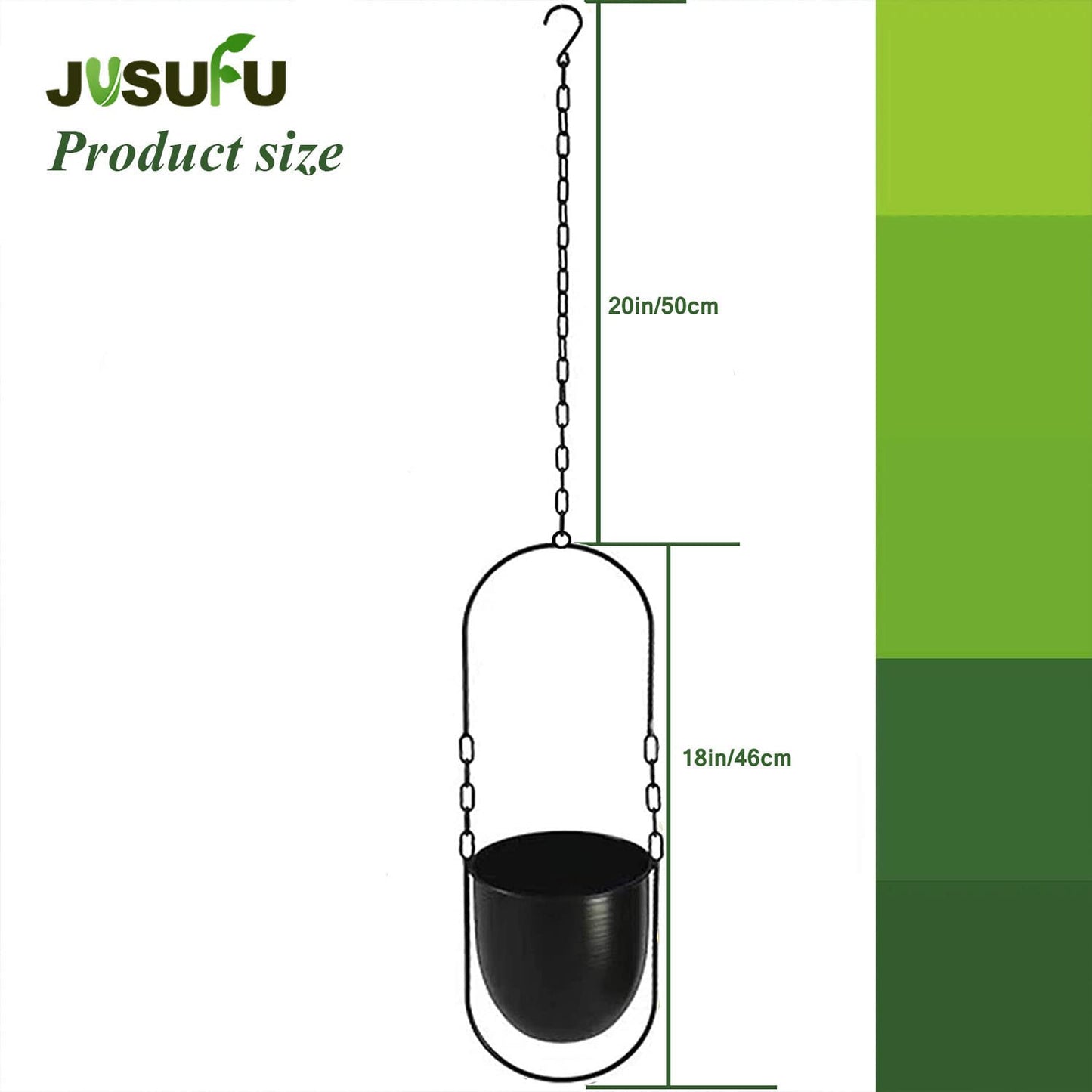 JUSUFU Metal Hanging Planters for Indoor and Outdoor Plants (Black)
