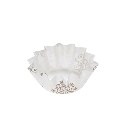 Restaurantware Panificio 0.4 Ounce Baking Cups 200 Flared Cupcake Liners - Oven-Ready Freezable Black And White Paper Muffin Cases Disposable Vintage Floral For Wedding Parties Baby Showers