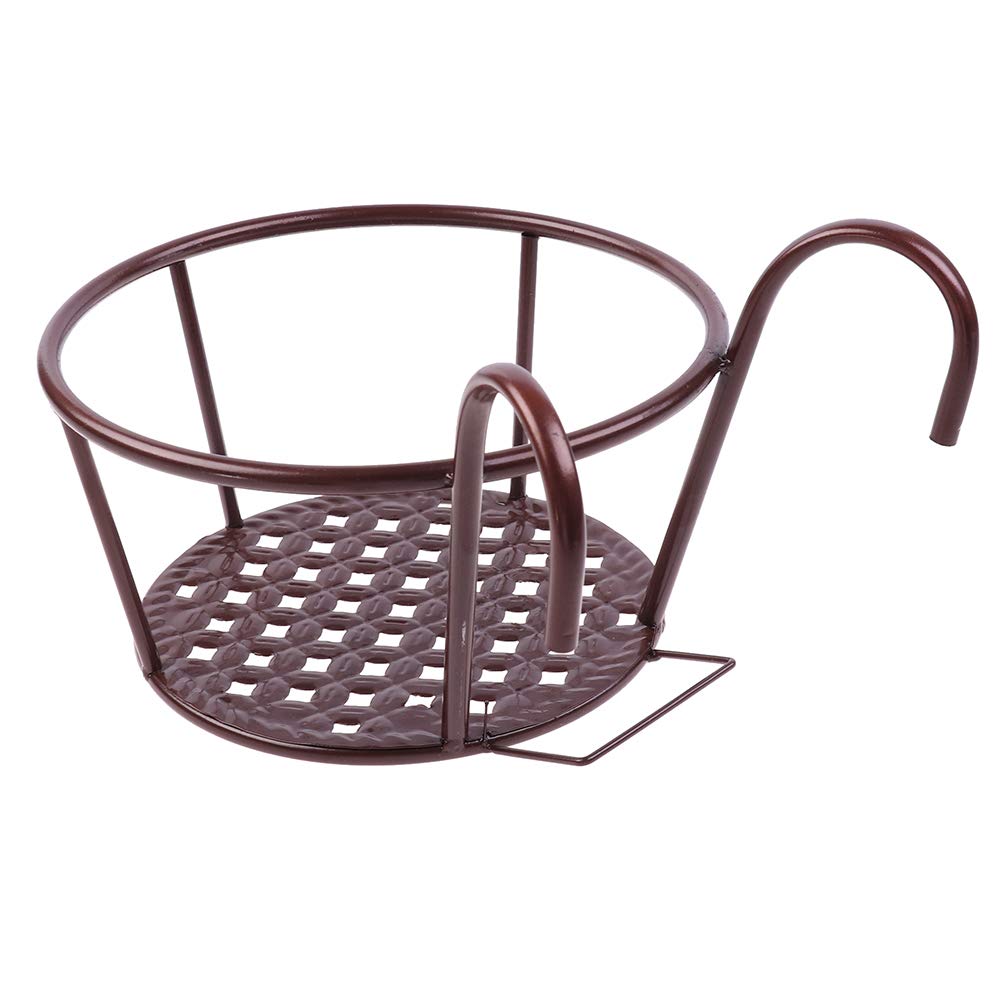 Hanging Railing Planters Baskets Art Hanging Flower Stands Balcony Flower Pot Holders Plant Iron Racks Fence Metal Potted Stand Mounted Balcony Round Plant Basket Shelf Container Box,Garden Steel Pots