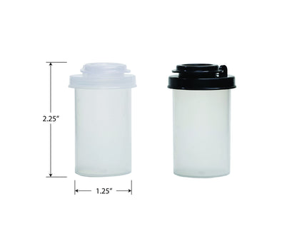 BRAZZA Salt and Pepper Shakers Moisture Proof Set, Perfect to go Camping Picnic Outdoors Kitchen Lunch Boxes Travel Spice Set Clear with Black Lids Plastic Airtight Jar Dispenser 5 small