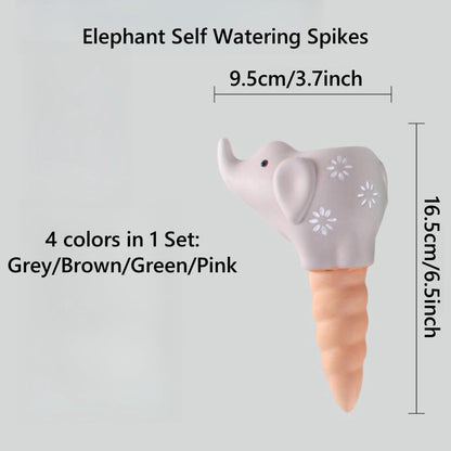 QinSuiKai 4 Pack Elephant Shape Terracotta Watering Spikes, Plant Watering Globes(Up to 7 Days of Watering), Automatic Plant Waterer for Indoor Outdoor Plants