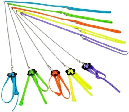 Adjustable Harness Leash for Birds 2Pack Nylon Anti-bite Outdoor Training Walking Control Rope for Parrot African Grey Cockatoo Macaw Ringneck Parakeet Cockatiel Reptile Lizard (Yellow+Green)