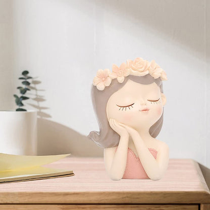 Easnea Girl Head Face Plant Pots Elegant Women Bust Flower Vases Succulent Cactus Planter Pots Indoor Living Room Home Office Desktop Decor - 8x7x11cm 8x7x11cm