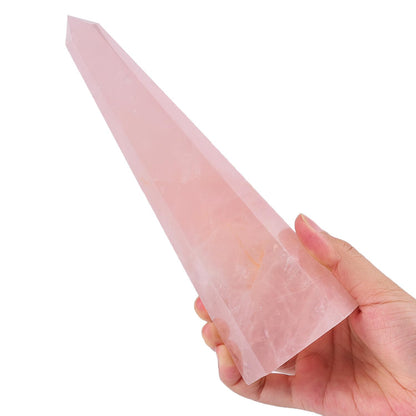 SMOHEAL Rose Quartz Large Crystal Tower Natural Pink Healing Crystal Point Wand Obelisk for Reiki Meditation Crystal Grid Decoration 1.5-2 LBS