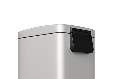 Garvee 13 gal / 50 L Metal Kitchen Trash Can with Lid, Slim Rustproof Garbage Can, Large Step-on Trash Bin with Inner Bucket, Rear Handle, Soft Close Lid, White