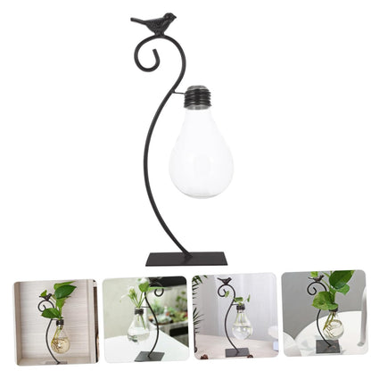 MAGICLULU Creative Hydroponic Glass Small Vase with Metal Stand, Decorative Tabletop Bird Plant Terrarium for Home Décor and Modern Living Room Centerpiece