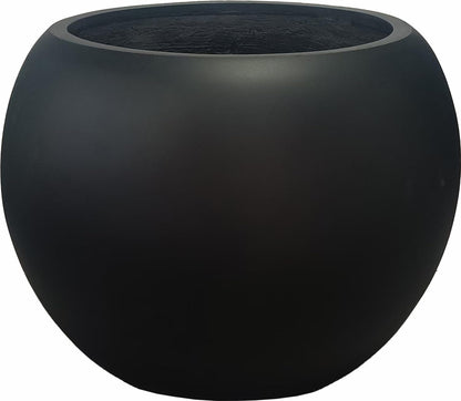 Panlaolao 13.5 H x 17" Dia (12" Pot Opening) Round Fiberstone Planter with Drainage Hole, Black, Indoor/Outdoor Large Plant Pot for Home Patio Garden, Ideal for Large Plants