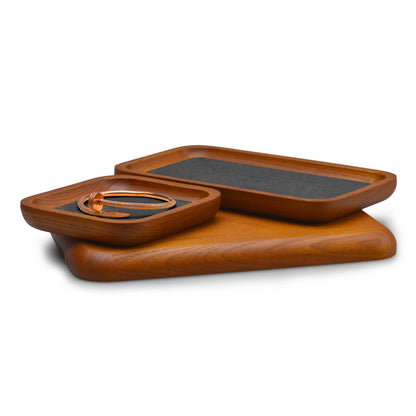 Oirlv Solid Wood Jewelry Display Tray Small Jewelry Tray Rings Earrings Bracelets Necklace Holder Organizer (Small, Grey)