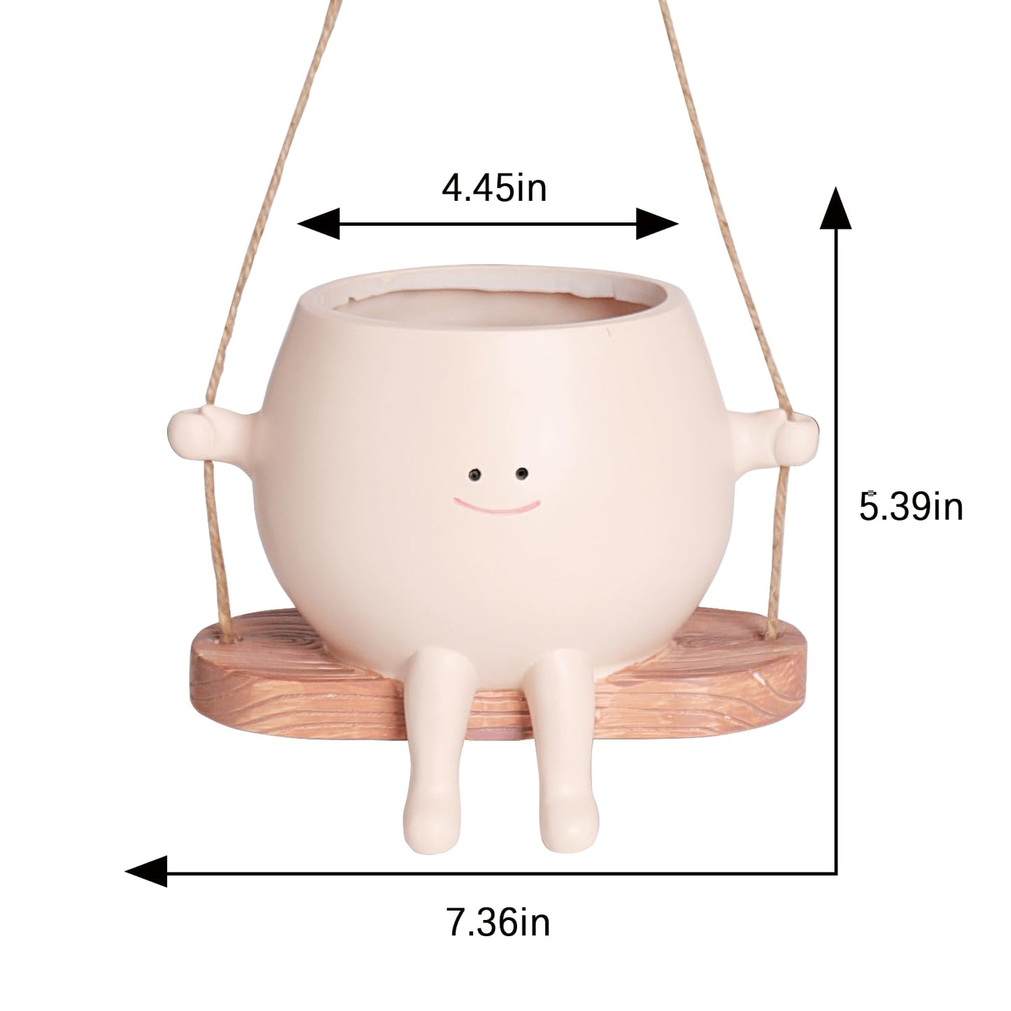 HUNTHAWK Large Swinging Smiley Face Planter Pot Hanging Flower Planters for Indoor and Outdoor Plants, Funny Succulent Pots for String of Pearls Plant Live- Ideal Gifts for Mother's Day and Christmas