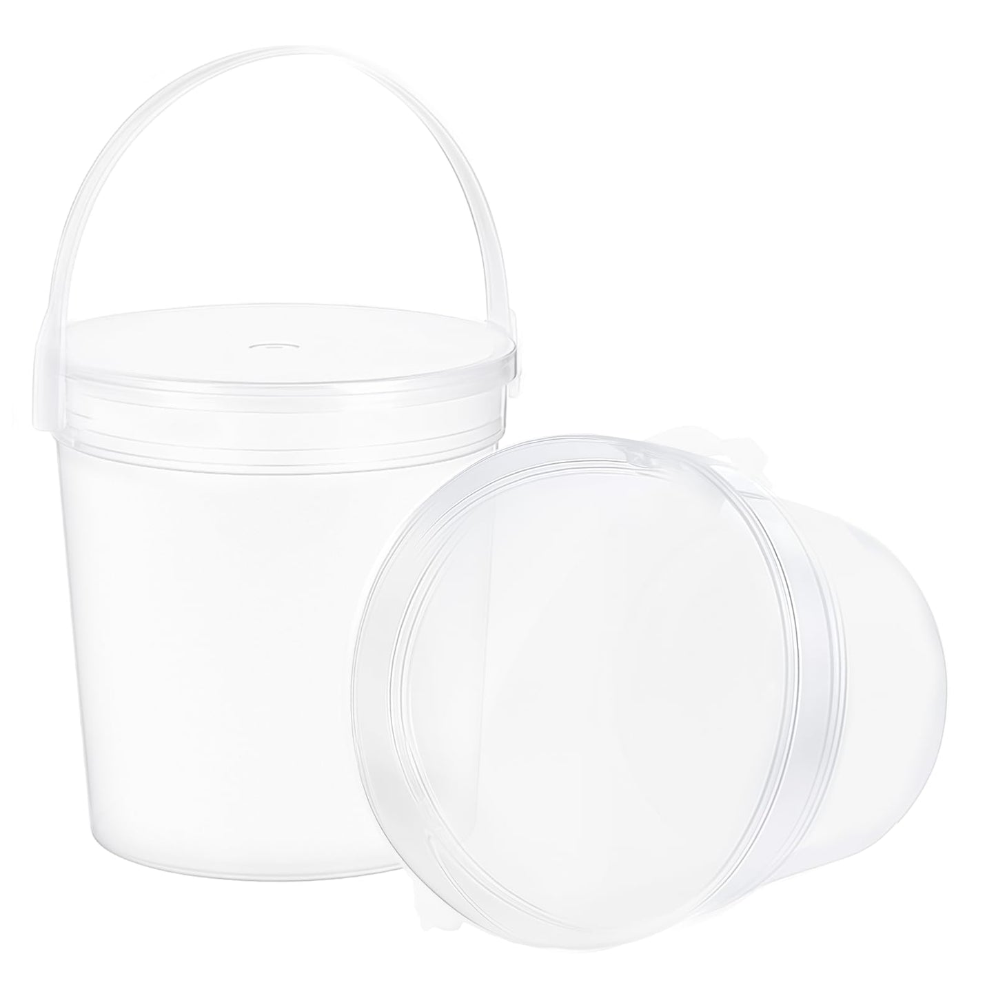 15 Pack Plastic Rum Buckets for Drinks, 32 OZ Cocktail Buckets Reusable Smoothie Bucket with Lid and Straw, 1Liter Large Ice Cream Pails for Halloween Football Parties Bar Beer
