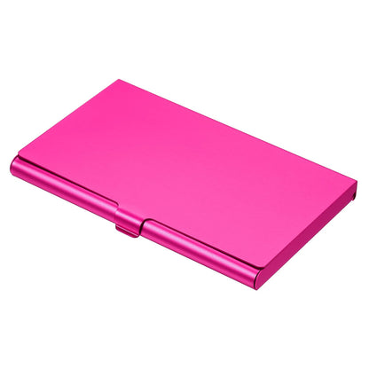 PATIKIL Business Card Holder, Aluminum Alloy Flip Cover Slim Name Cards Case for Women Men, Rose Red