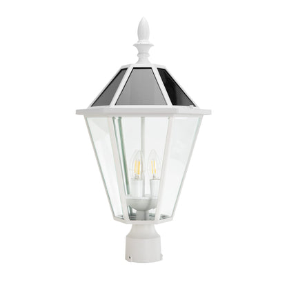 LUTEC LED Post Solar Light Outdoor, Vintage Design, 300LM, 2700K, Aluminum, Single Head, White, Model 6951302053